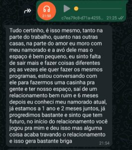 Depoimento whatsapp de consulta de tarot